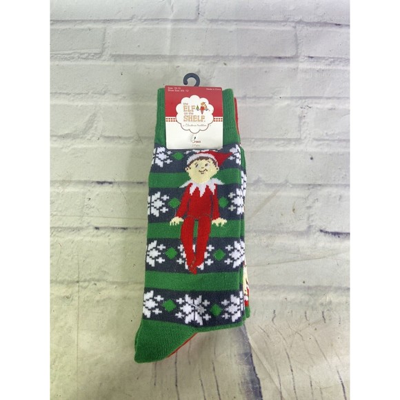 The Elf on the Shelf A Christmas Tradition Crew Socks 2 Pairs Shoe Size 6.5-12